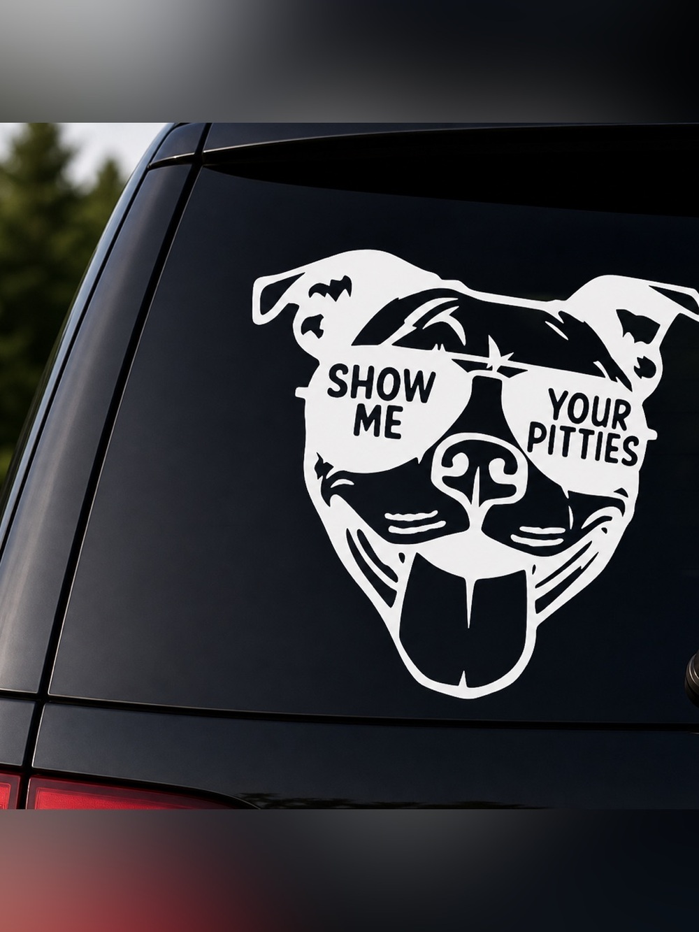 White 'Show Me Your Pitties' Vinyl Car Decal